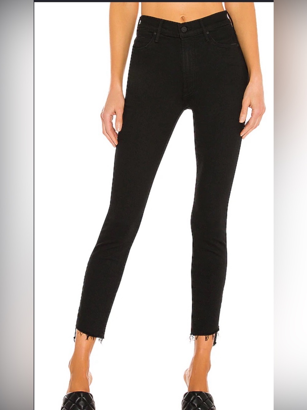 MOTHER Stunner Zip Ankle Step Fray — Not Guilty (Black) — Size 26